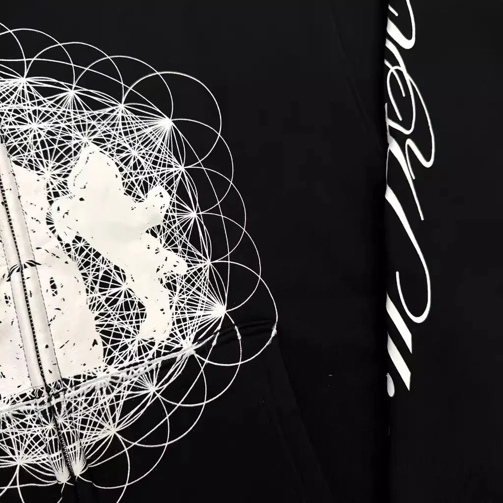 Black Star Cross Graphic Zip Hoodie