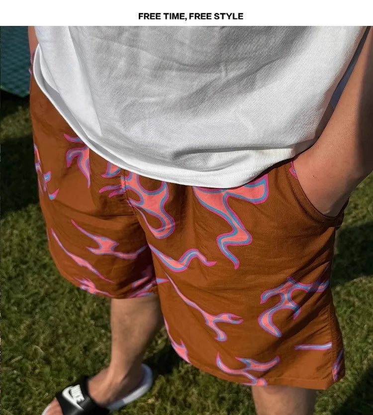Red Flame Fleur Creator Graphic Shorts