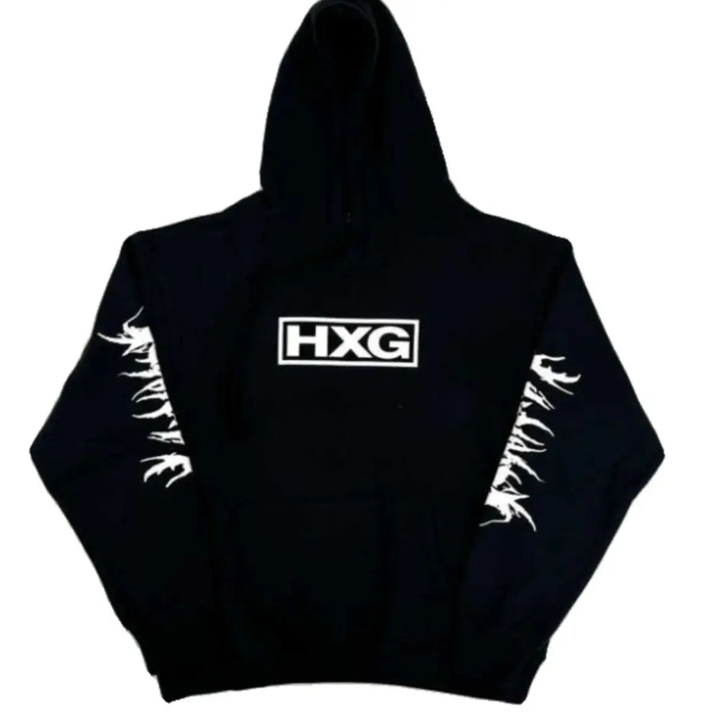 Black Distressed Graphic Hoodie