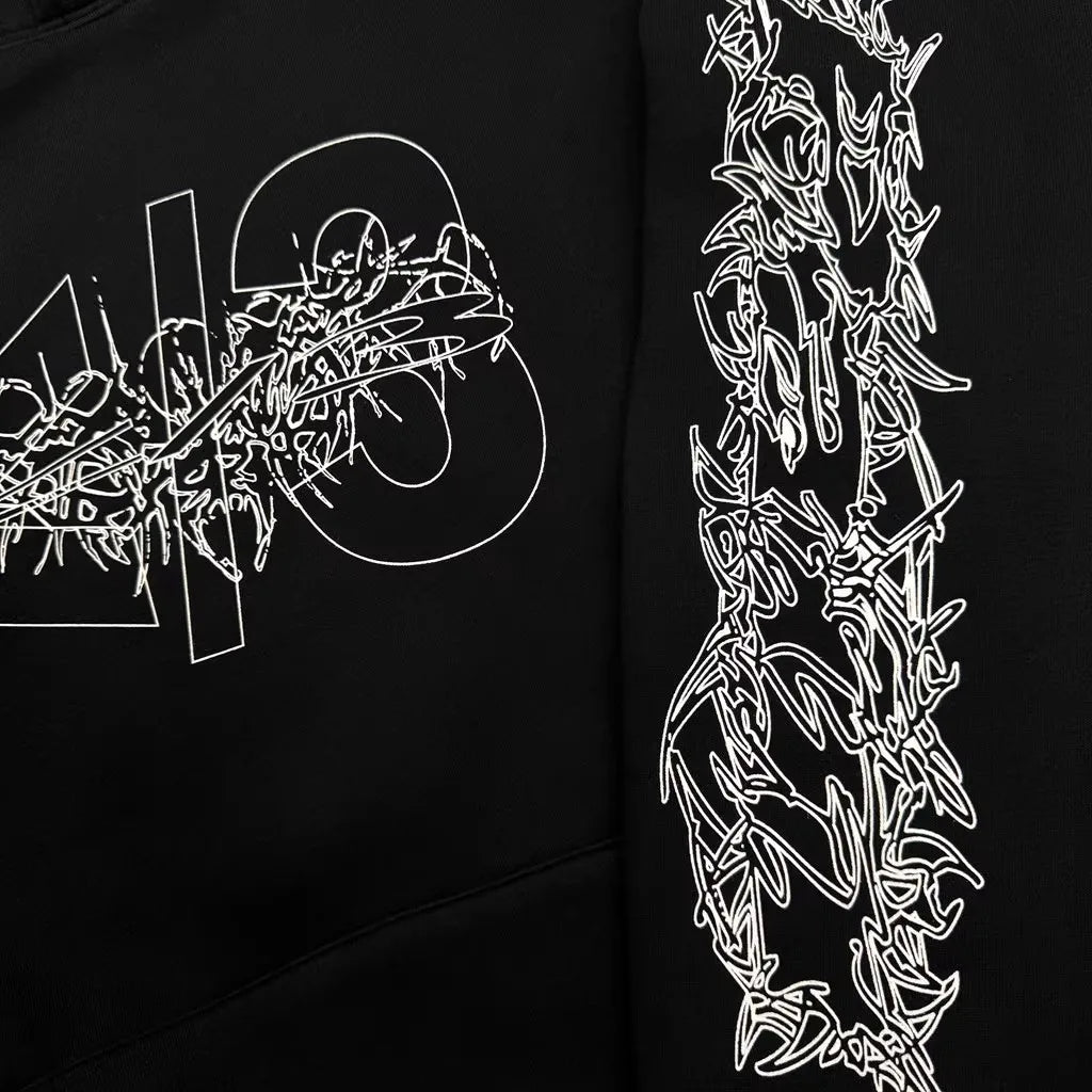 Black Statement Bold Print Graphic Hoodie