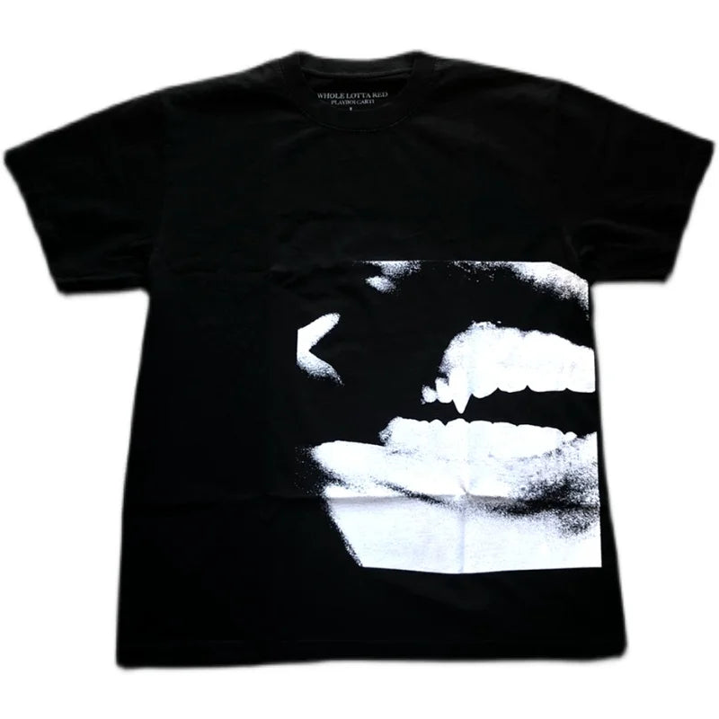 Black Distressed Bold Print Graphic Tee