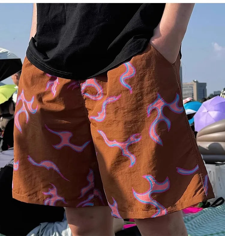 Red Flame Fleur Creator Graphic Shorts