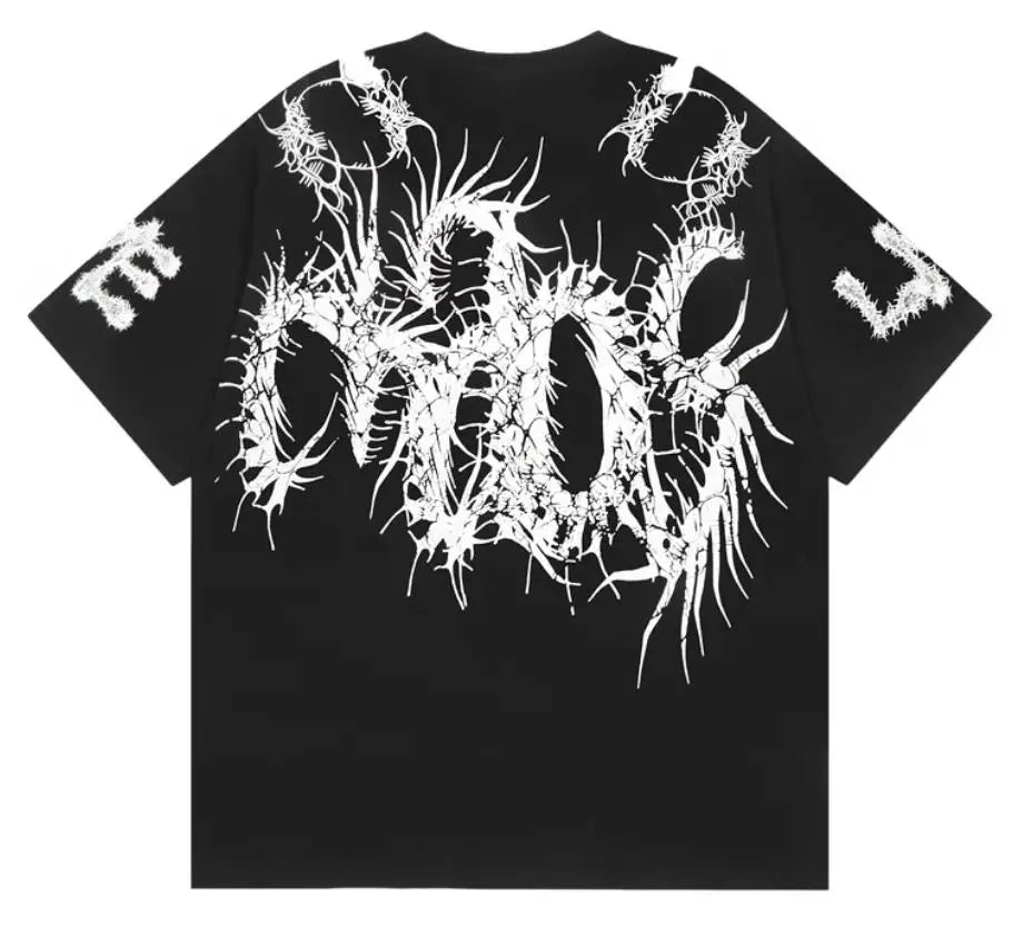 Black Statement Retro Motif Graphic Tee