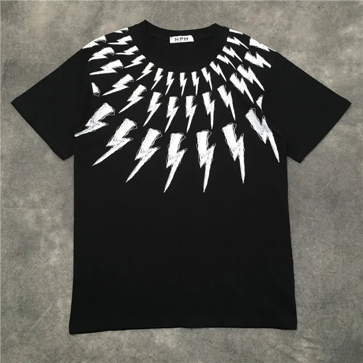 Black Graffiti Thunderbolt Graphic Tee