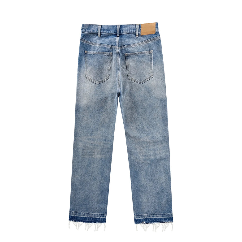 Gray Distressed Cargo Jeans