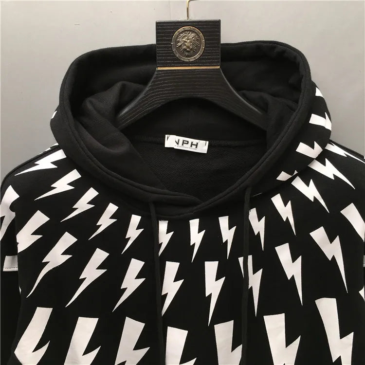 Black Thunderbolt Graphic Hoodie