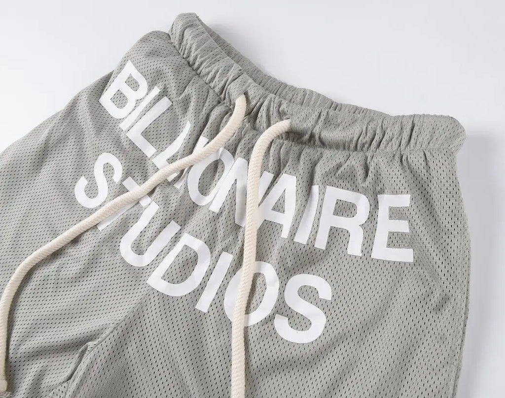 Black Mesh Graphic Shorts
