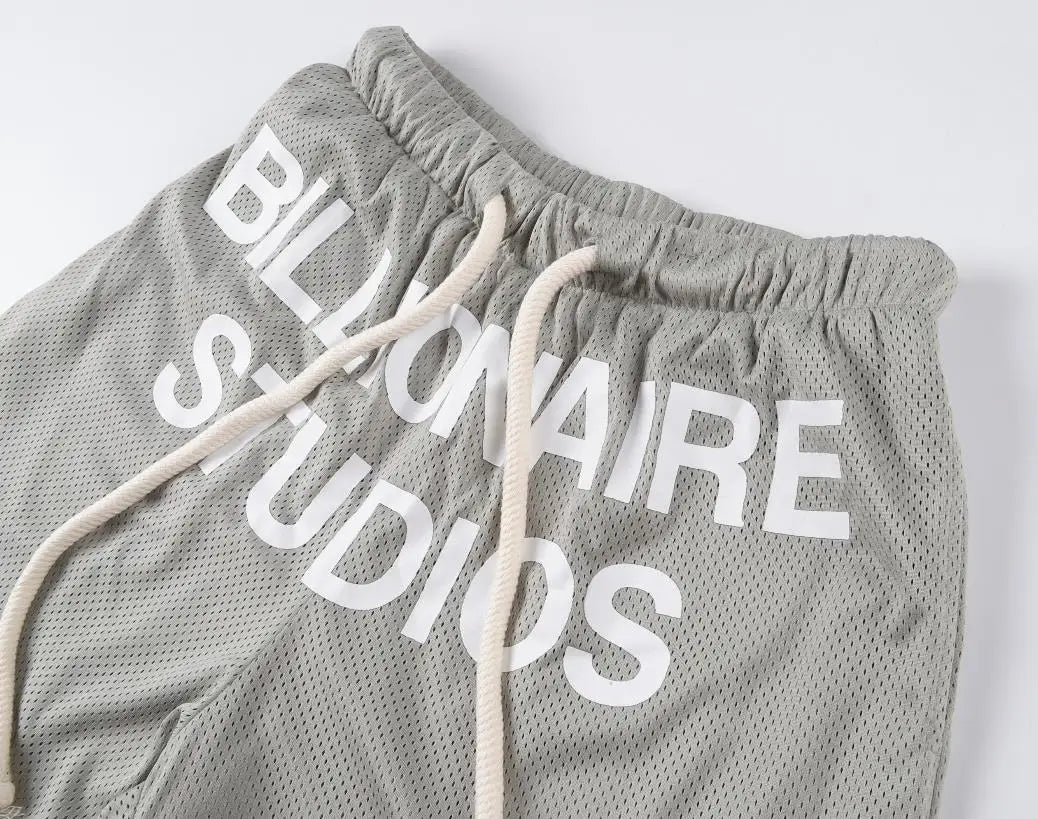 Black Mesh Graphic Shorts