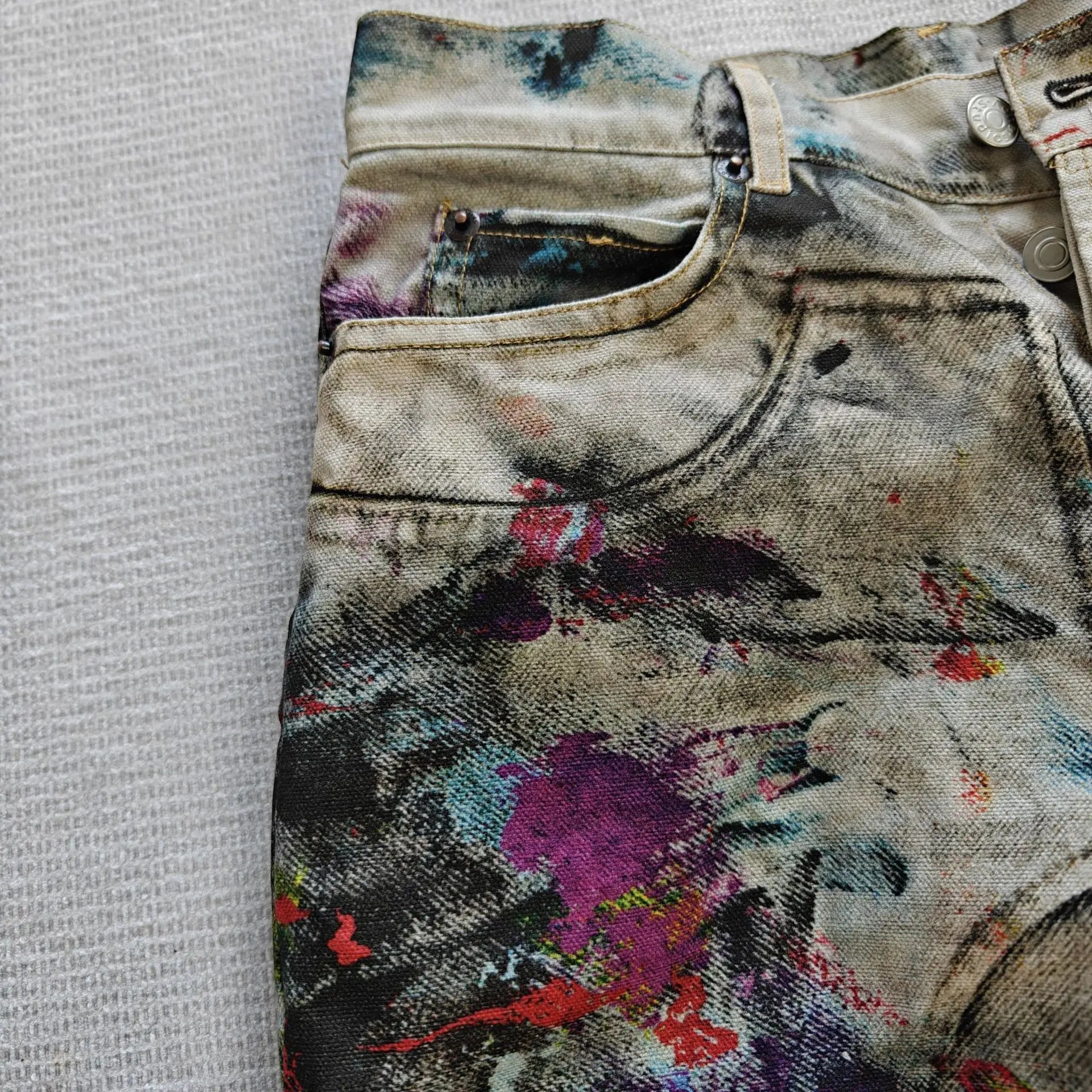 Beige Candy Ink Straight-Leg Jeans