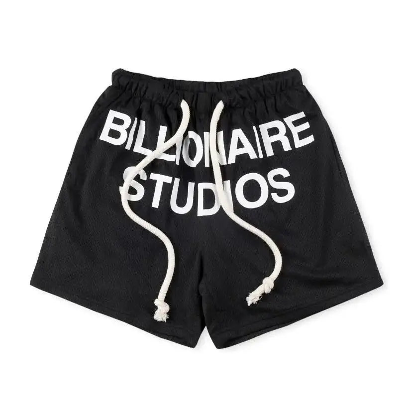Black Mesh Graphic Shorts