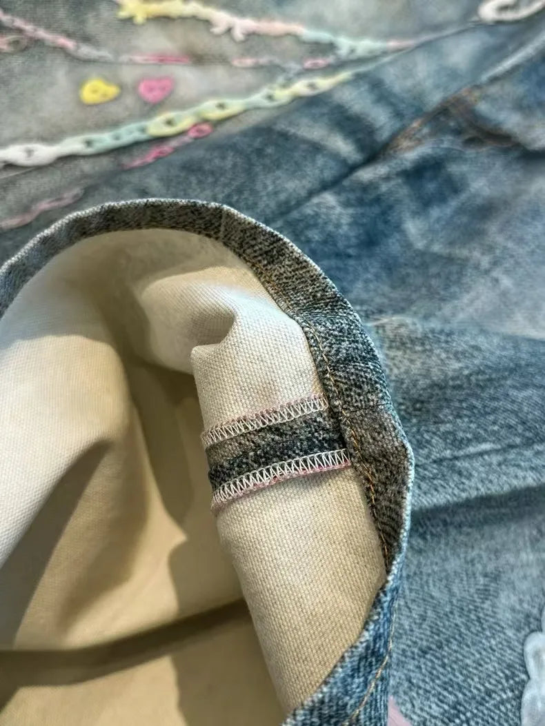 White Candy Chain Straight-Leg Jeans