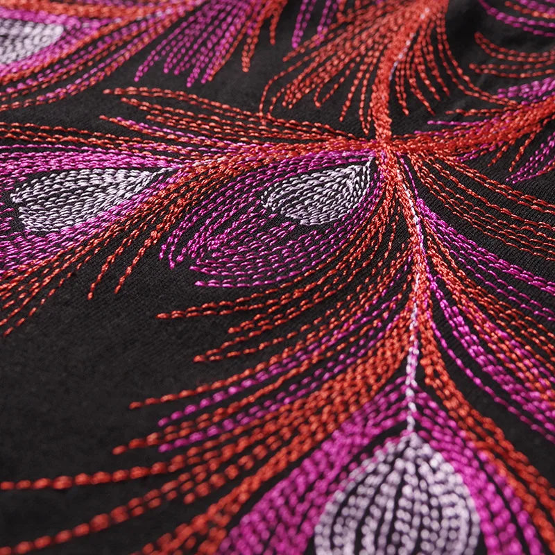 Black Peacock Feather Punk Graphic Tee