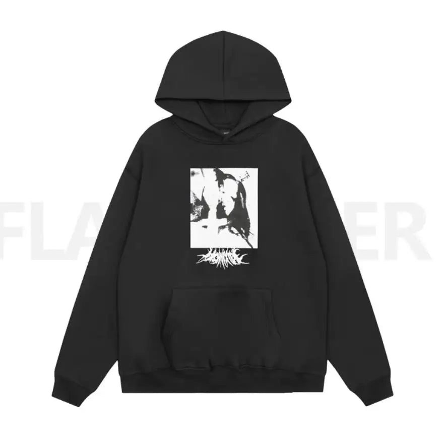 Black Statement Bold Artwork Graphic Hoodie
