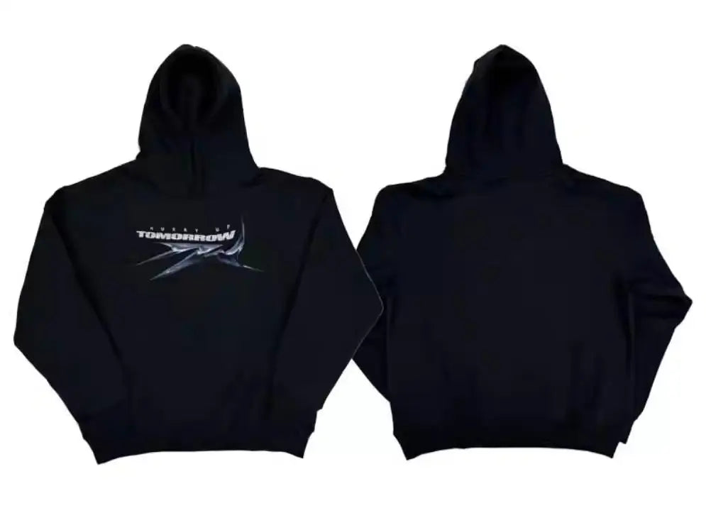 Black Hurry Tomorrow Pop Graphic Hoodie