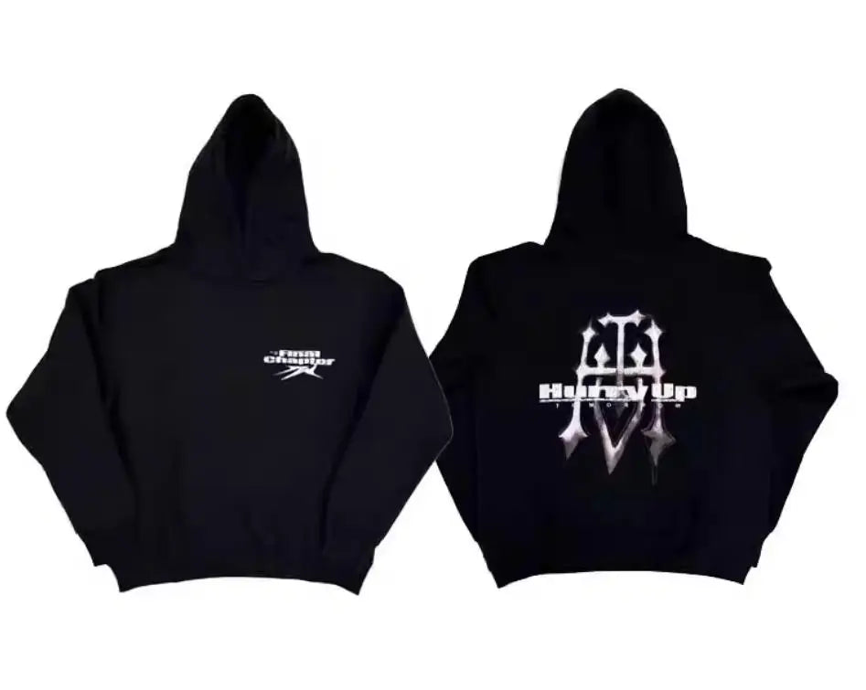 Black Hurry Tomorrow Pop Graphic Hoodie