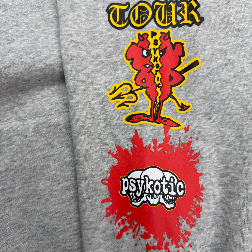 Psykotic Skull Grey USA Graphic Hoodie