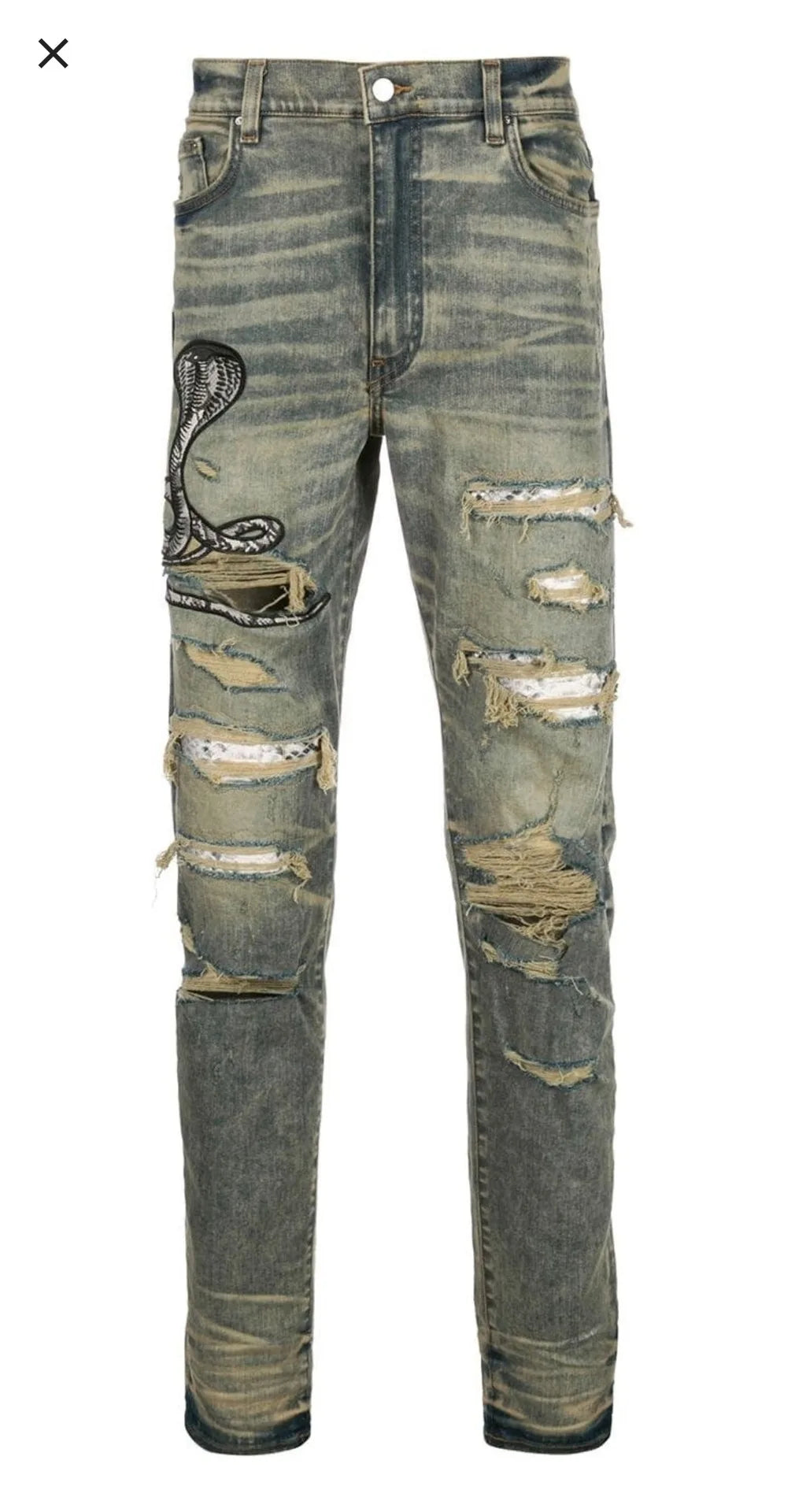 Charcoal Chemist Cobra Snake Graphic Jeans