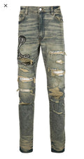 Charcoal Chemist Cobra Snake Graphic Jeans