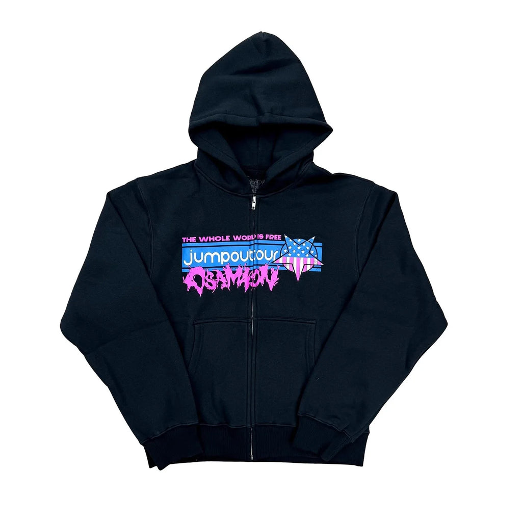 Black Jumpout World Free Graphic Hoodie