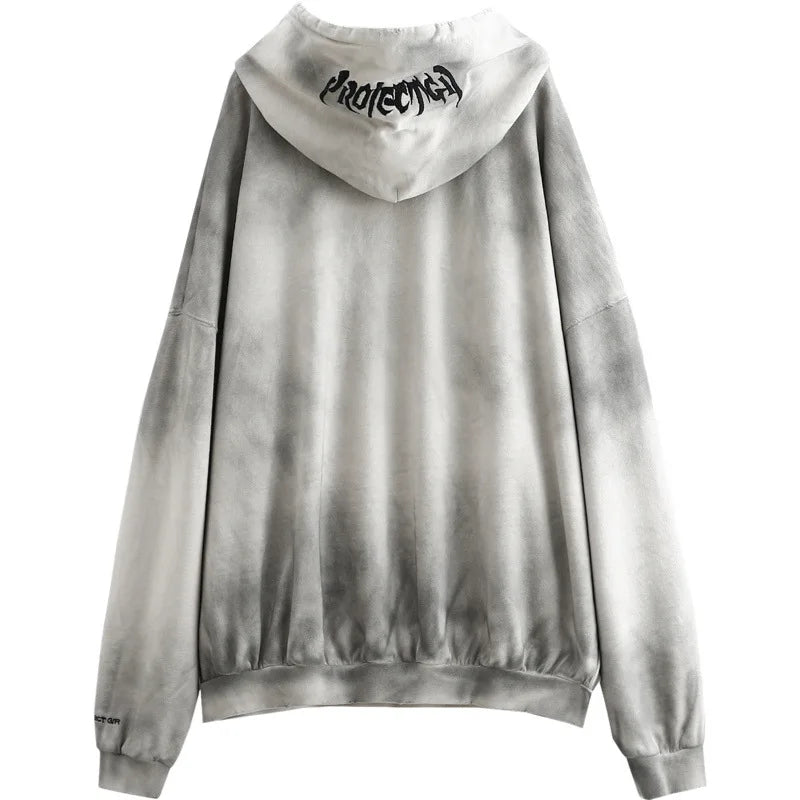 Beige Washed Graphic Hoodie