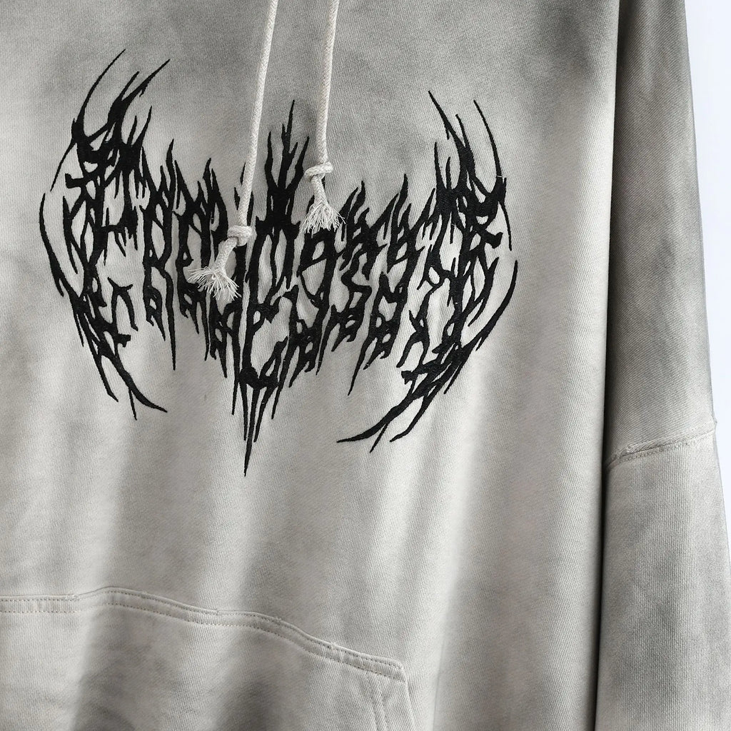 Beige Washed Graphic Hoodie