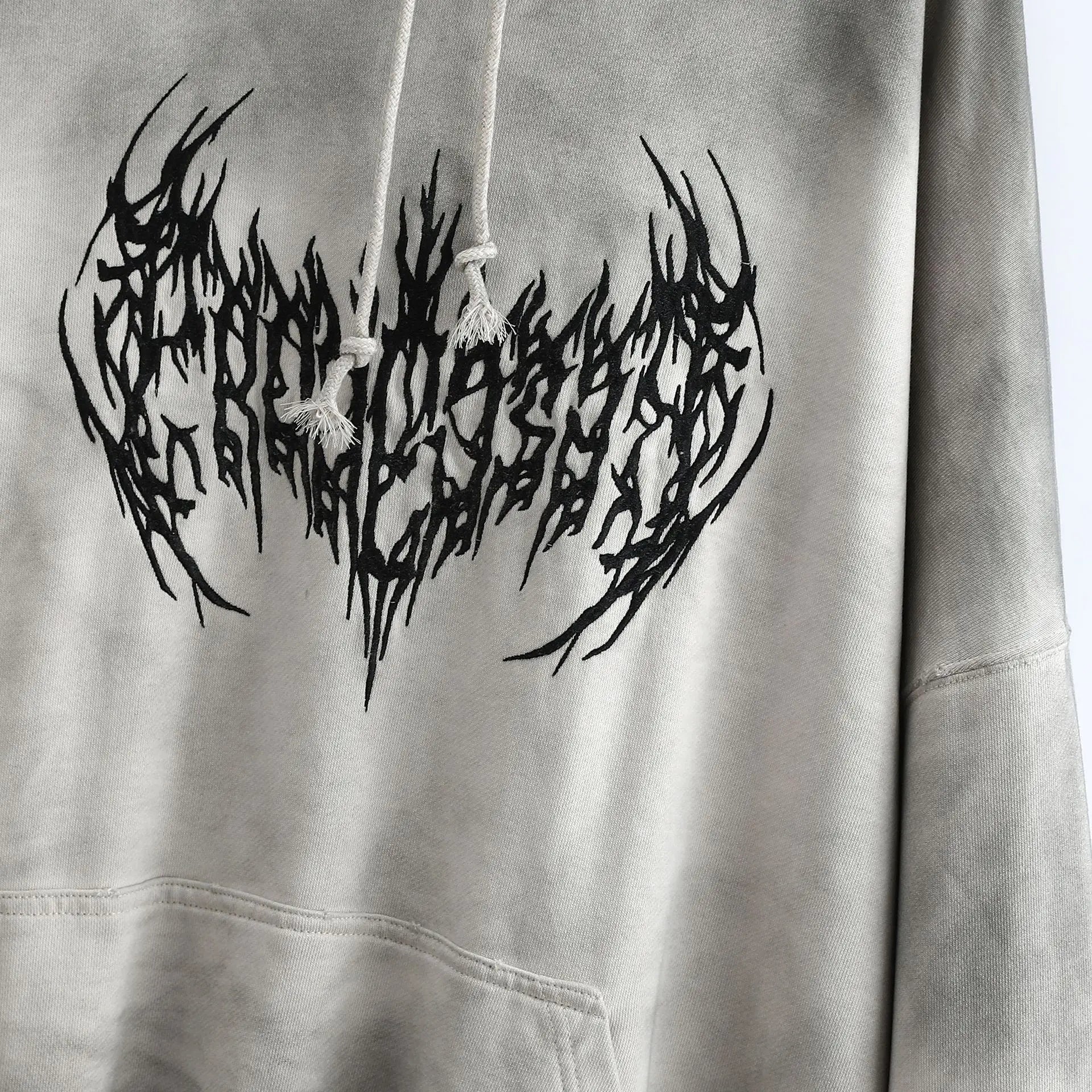 Beige Washed Graphic Hoodie