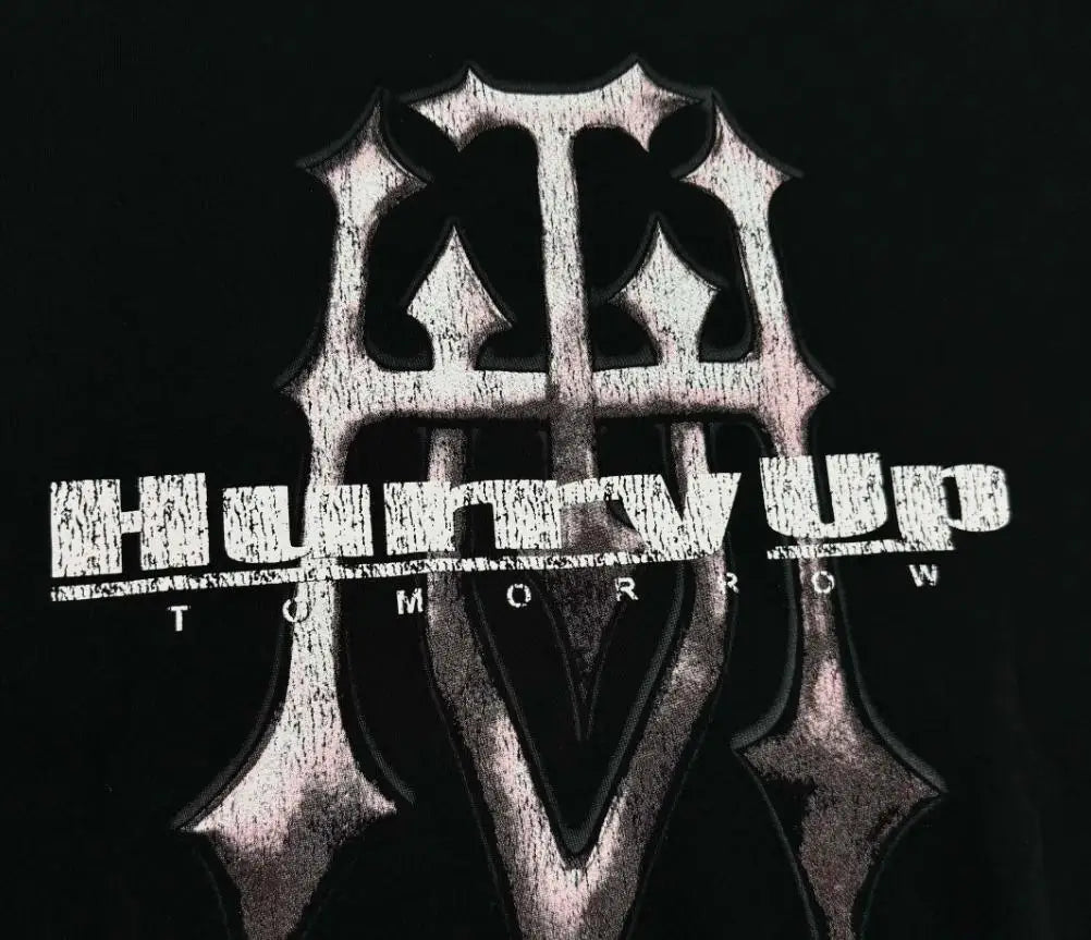 Black Hurry Tomorrow Pop Graphic Hoodie