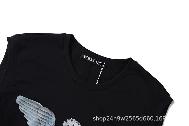 Black Angel Statue Dog Graphic Tank