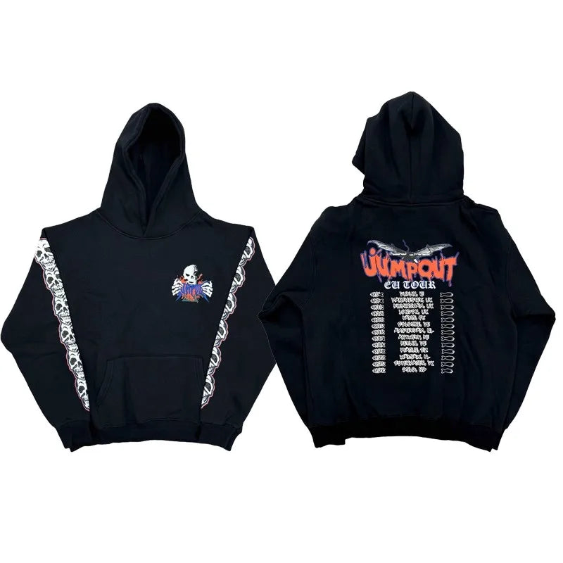 Black Skull Jumpout Graphic Hoodie