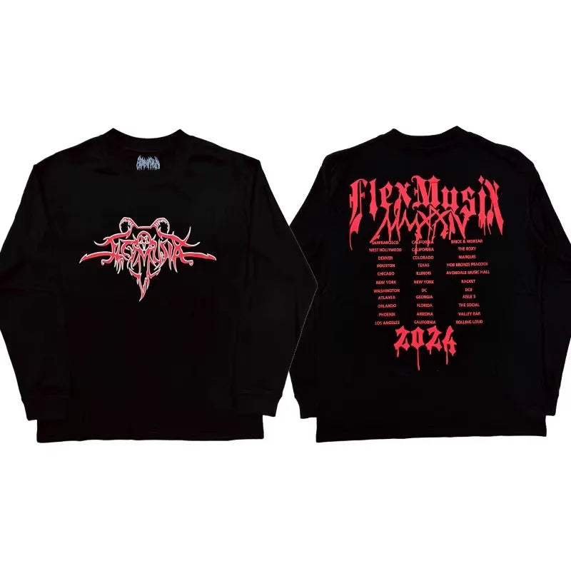 Flex Musix Red Long-Sleeve Graphic Tee