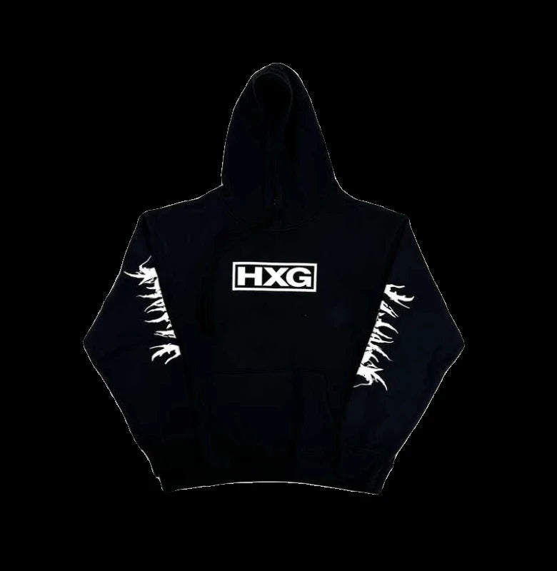 Black Distressed Graphic Hoodie