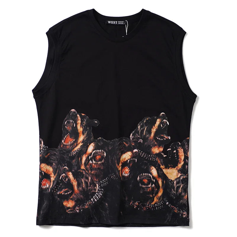 Black Hound Dog Punk Graphic Tank