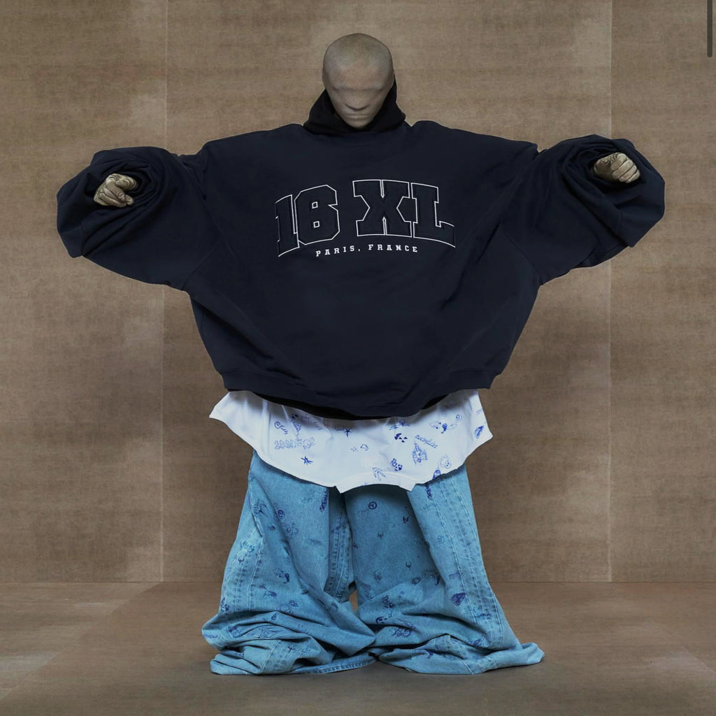 Navy Paris France Big Graphic Hoodie