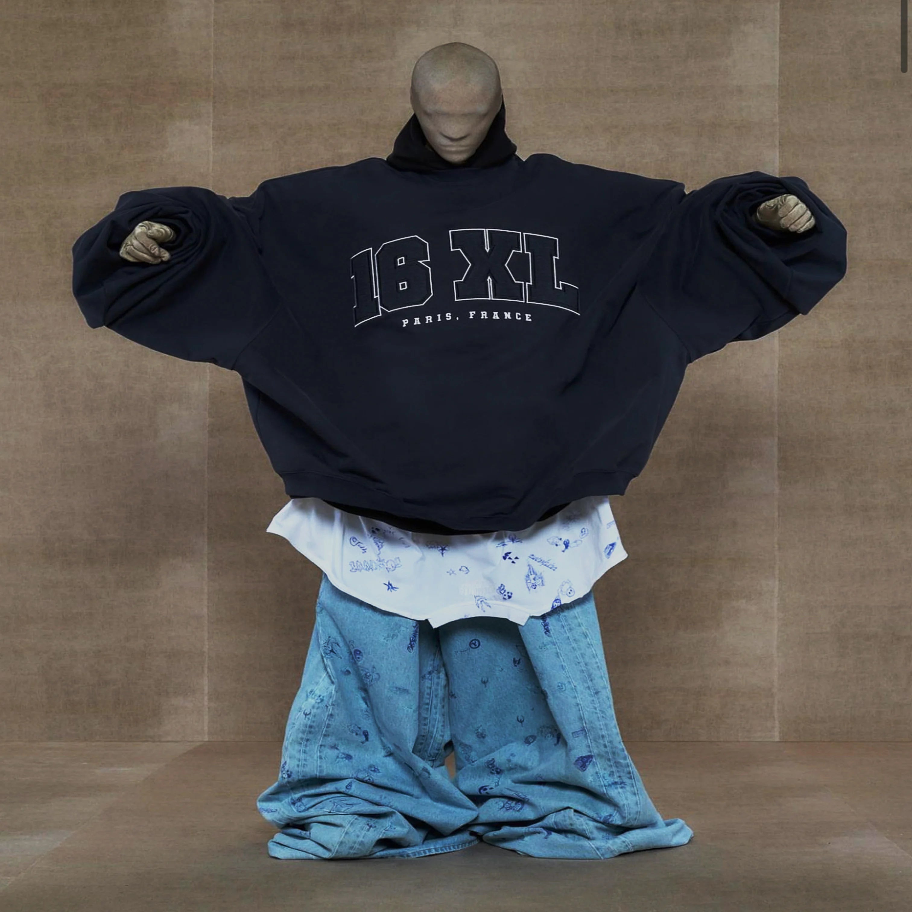 Navy Paris France Big Graphic Hoodie