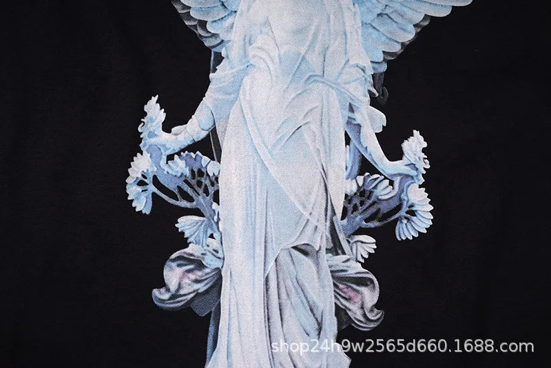Black Angel Statue Dog Graphic Tank