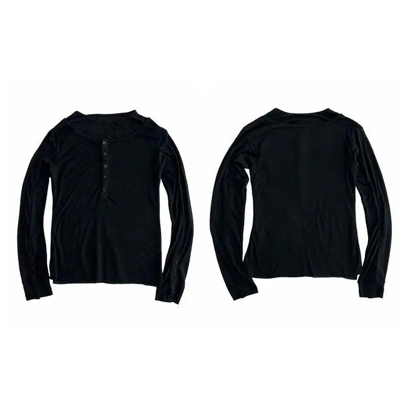 Black Double Layered Long-Sleeve Graphic Tee