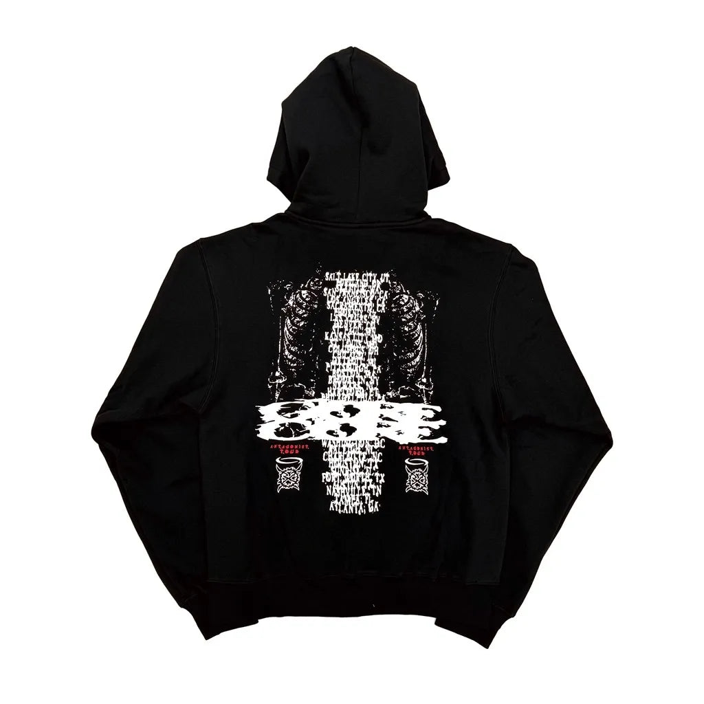 Black Cross Graphic Zip Hoodie