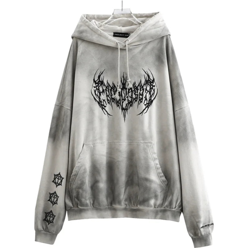 Beige Washed Graphic Hoodie