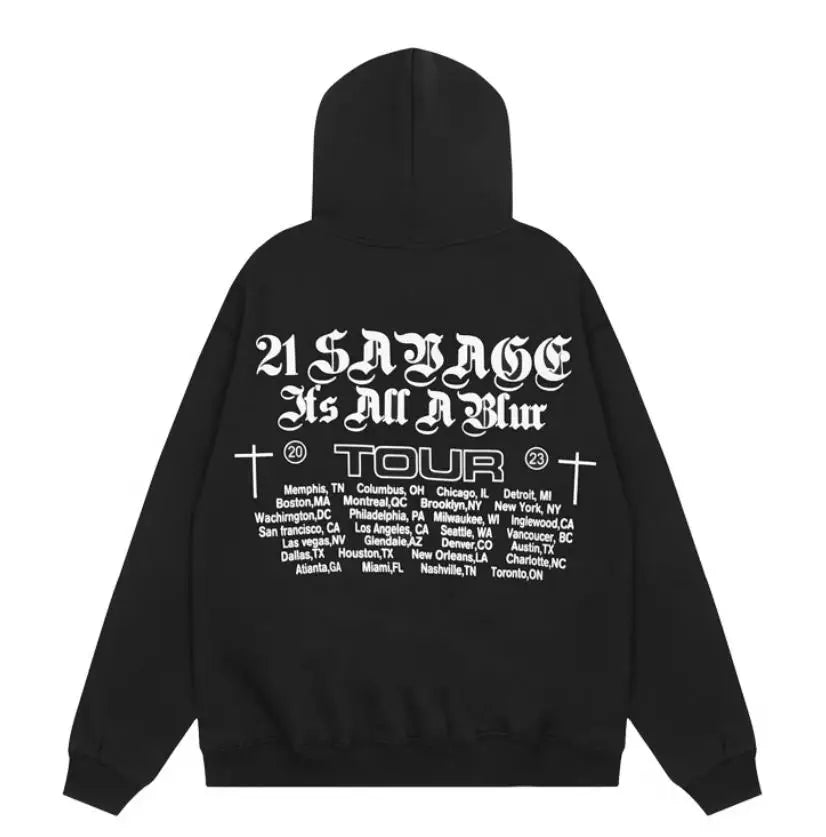 Black Savage October Cactus Graphic Hoodie