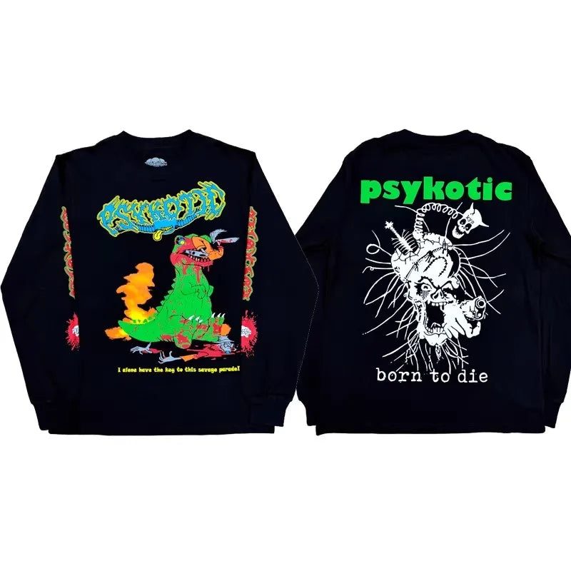 Black Dino Born Die Graphic Tee