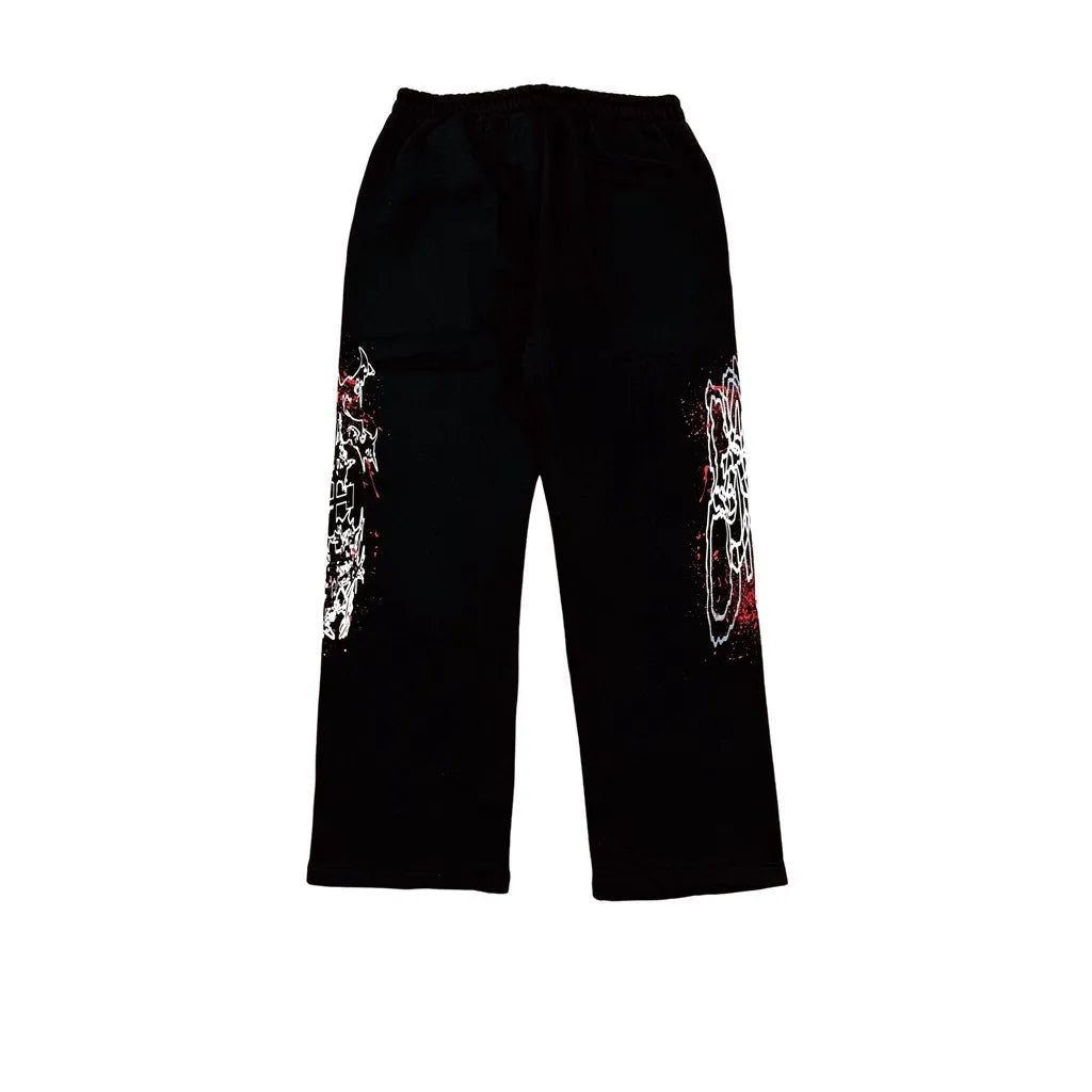 Black Statement Bold Print Cargo Pants