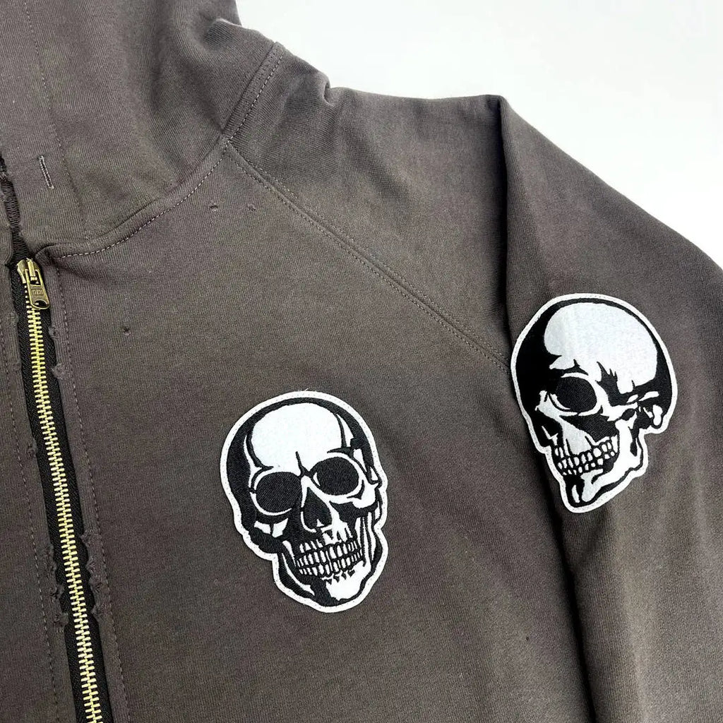Charcoal Skull Head Face Graphic Hoodie