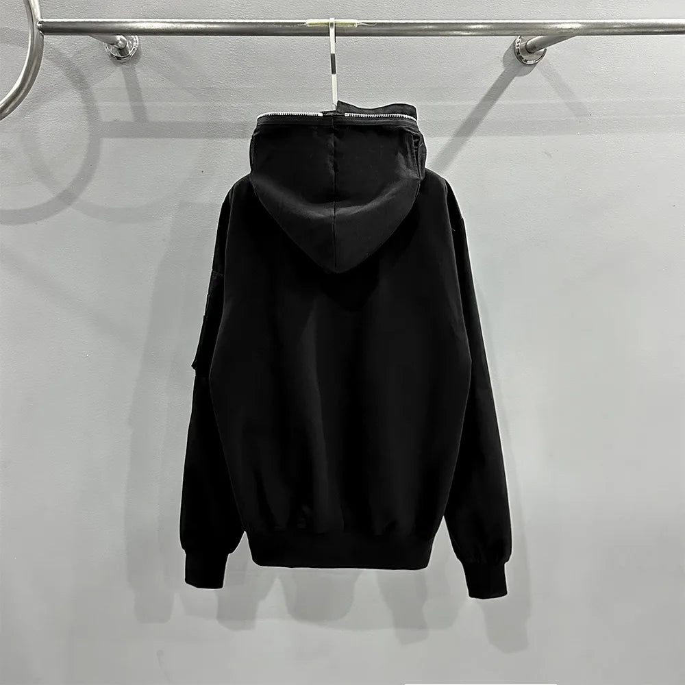 White Four Graphic Zip Hoodie