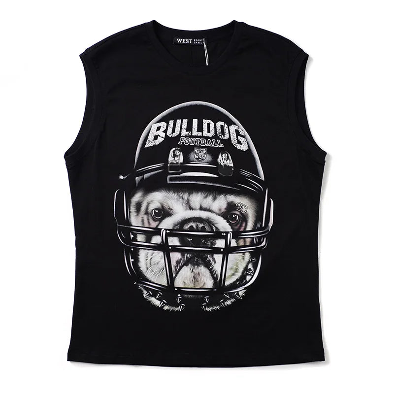 Black Bulldog Football Dog Graphic Tank