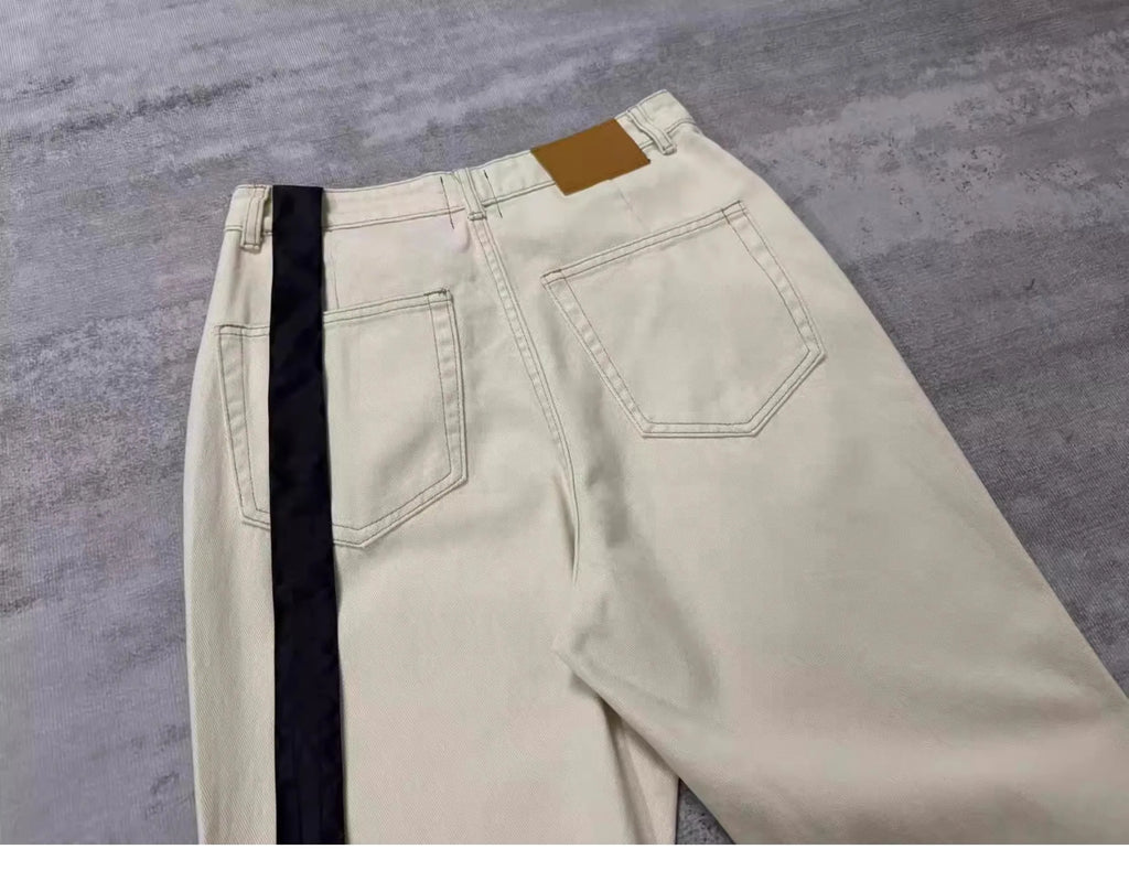 Gray Sand Straight-Leg Jeans