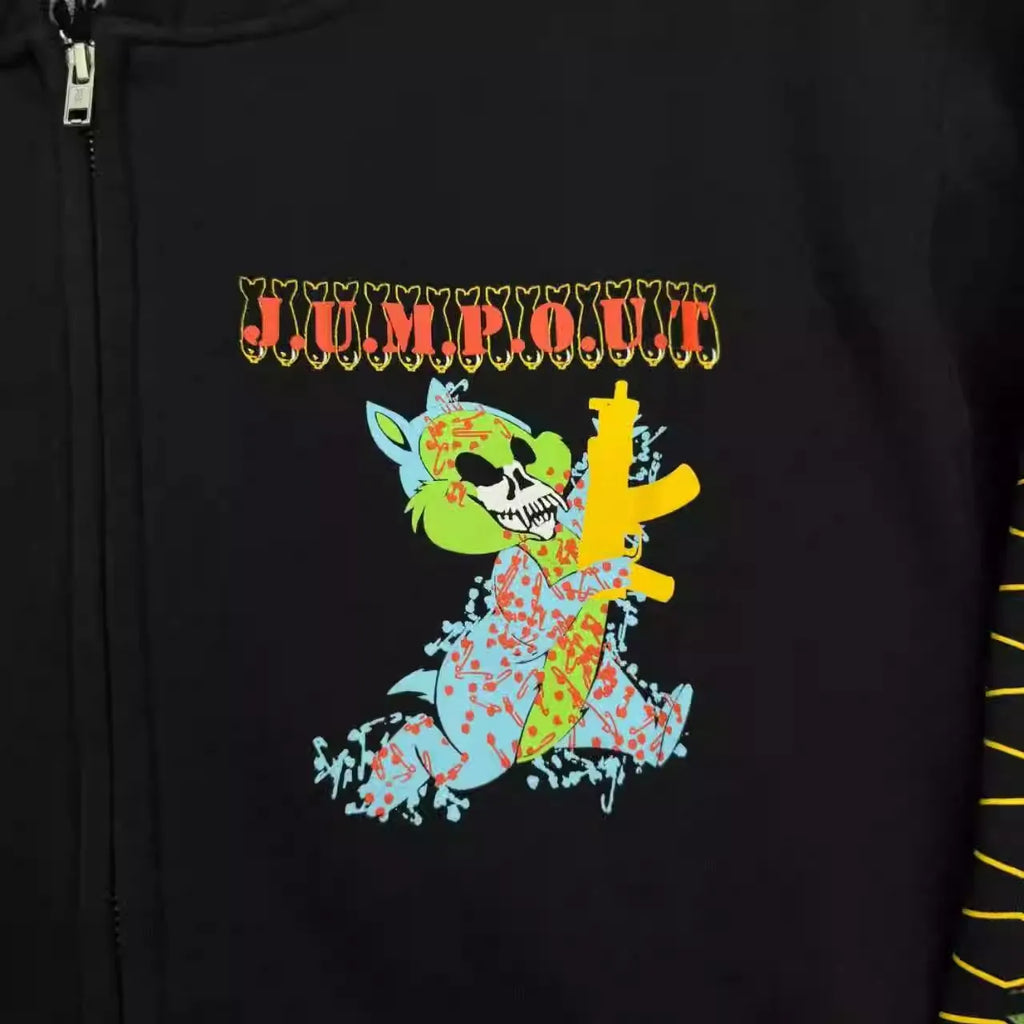 Black Bunny Gun Jumpout Graphic Hoodie