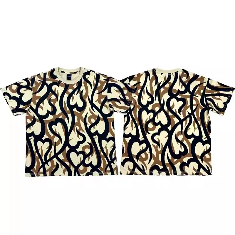 Black Tribal Heart Camo Graphic Tee
