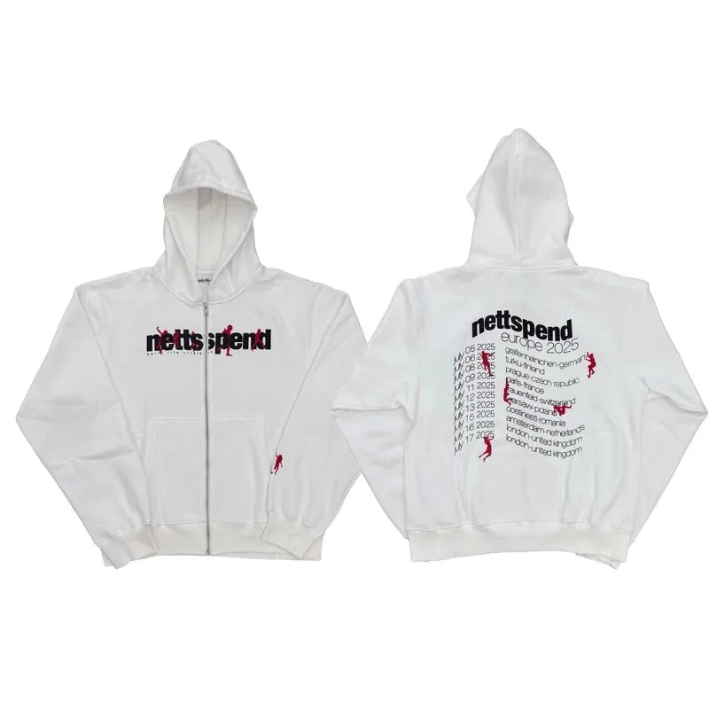 White Hot Euro Graphic Zip Hoodie