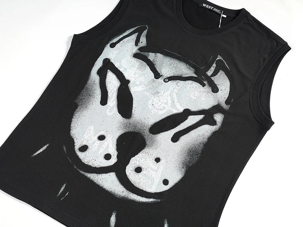 Black Bulldog Dog Punk Graphic Tank