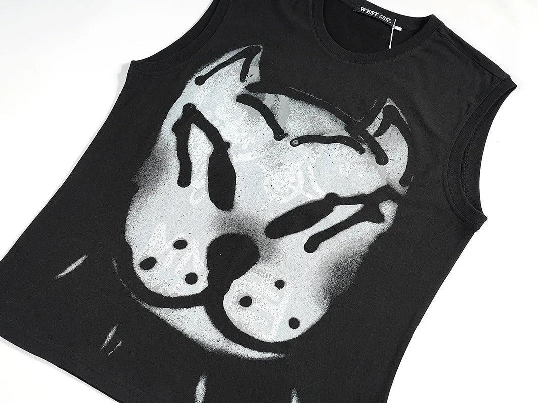Black Bulldog Dog Punk Graphic Tank